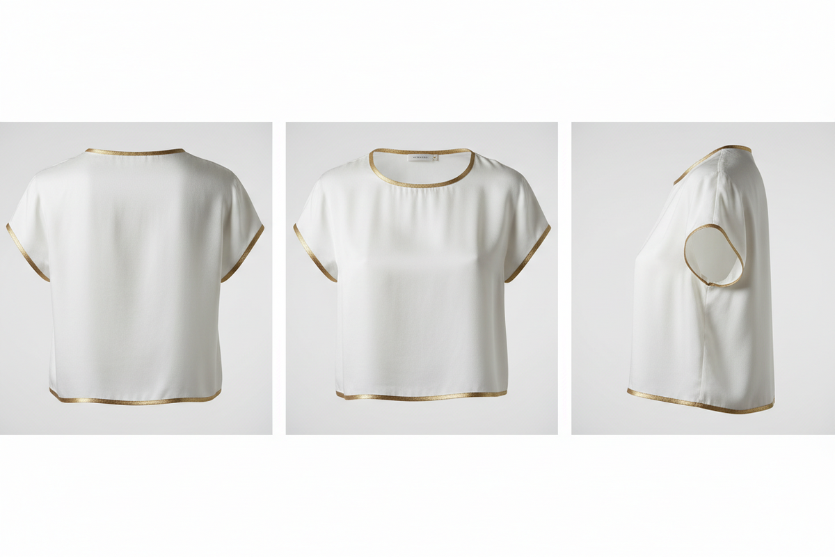 Top Crop en Soie Blanc